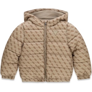 GUESS Яке в бежов цвят за мини момче с кафеви лога Guess