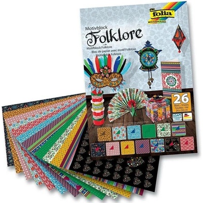 Papír na scrapbooking v bloku A4 80-270g/m2 26ls Folklore