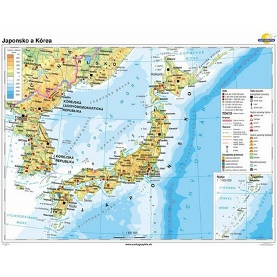 Cartographia Japonsko a Kórea (160x120 cm – 1:1800000), nástenná, fóliovaná, lištovaná