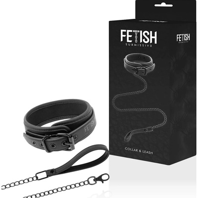 Fetish Submissive Collar & Leash Vegan Leather