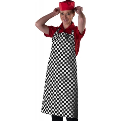 Denny´s Řeznická zástěra s laclem kostkovaná kostka černo-bílá