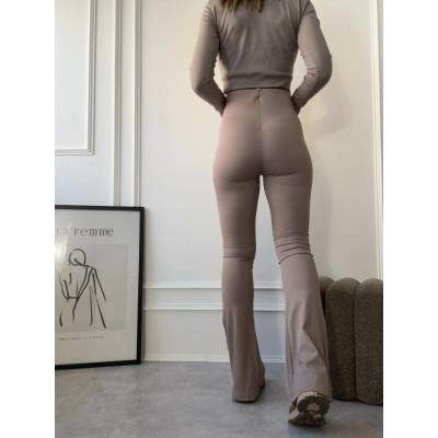Sim Fashion Zvonové rebrované legíny Gabrielle Cappuccino