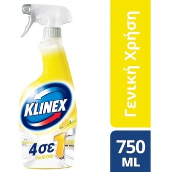 KLINEX Антибактериален спрей 4 в 1 Лимон, Klinex 4 in 1 Cleaning Spray General Use Disinfectant Lemon 750ml