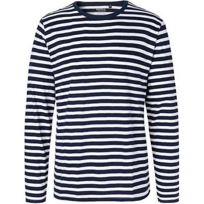 Neutral pánské tričko s dlouhým rukávem NE61050 White Navy Striped