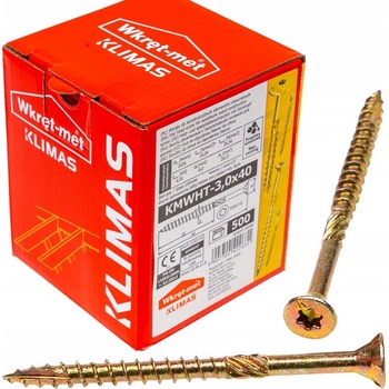 Klimas Wkret-Met TX 3x40mm - 500 ks - Skrutky / Vruty do dreva so zapustenou hlavou, WKCS