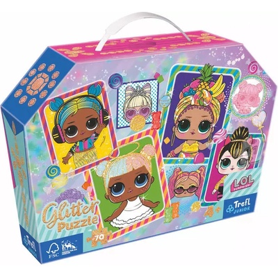 Trefl L.O.L. Surprise! Třpytivé barevné panenky v kufříku 70 dílků