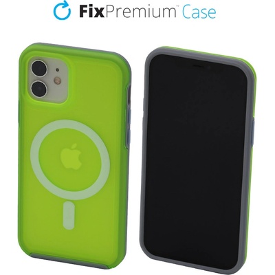 FixPremium Clear s MagSafe iPhone 12 a 12 Pro neon zelené