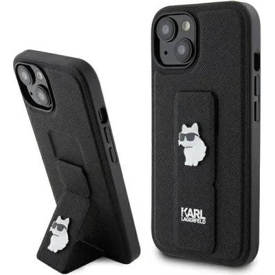 KARL LAGERFELD Кейс Karl Lagerfeld Gripstand Saffiano Choupette Pins за iPhone 15 Plus / 14 Plus, черен