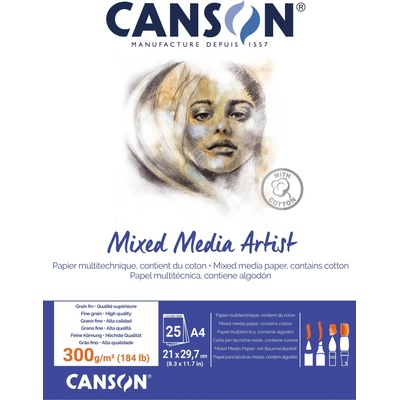 Canson Mixed Media Artist Skicák v lepené vazbě A4 300g 25 listů