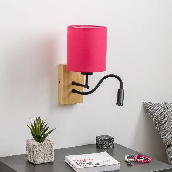 Brilagi - LED Аплик NUBILA WOOD 1xE27/25W/230V + LED/3W дъб/розов (BG1564J)