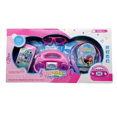 Детски комплект високоговорител с интерактивни светлини, микрофон, слънчеви очила, слушалки, играчка телефон 2760