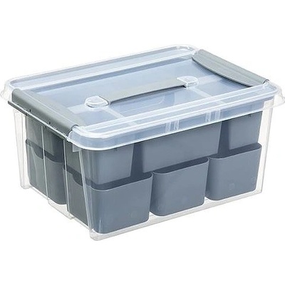 Plast Team Úložný box s přihrádkami a víkem 14 L