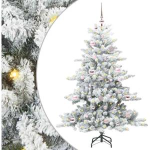 vidaXL Изкуствено коледно дърво с хингед Бяло 150 cm PVC и стомана (3397707)