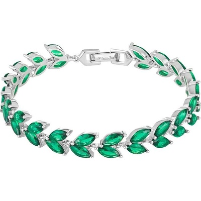 Preciosa Stříbrný náramek Preciosa Majestic s kubickou zirkonií, emerald 5452 66