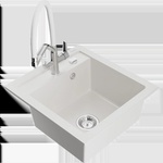 Mexen Vito гранитна мивка с 1 отделение и кухненски смесител Duo, бял (6503-20-671701-02)