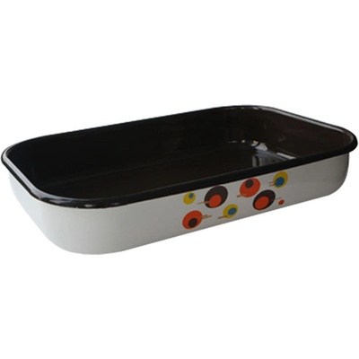 32 х 22 см правоъгълна емайлирана тава с разцветка Кръгчета
