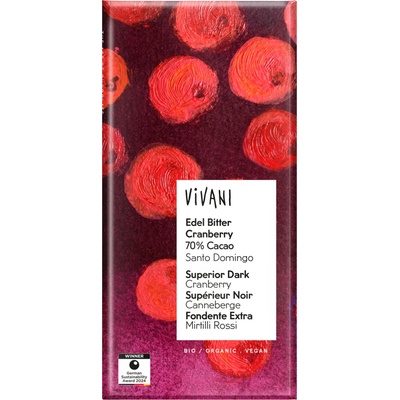 Vivani hořká & brusinky BIO 80 g