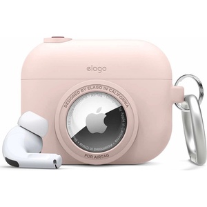 elago Силиконов калъф (с място за AirTag) с карабинер за Apple AirPods Pro - Elago AirPods Pro Snapshot Silicone Case (розов) (EAPPAT1-SPK)