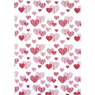 SCANquilt utěrka DEKORO srdce bíločervená 50 x 70 cm