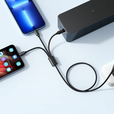 Veger V303 3v1 USB-A na USB-C, Lightning 8-pin a micro USB 2A, 1,2m