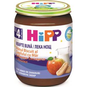 HiPP Био Млечна каша "Лека нощ" Бебешки бисквити с ябълки 190 гр. - 4+ месеца