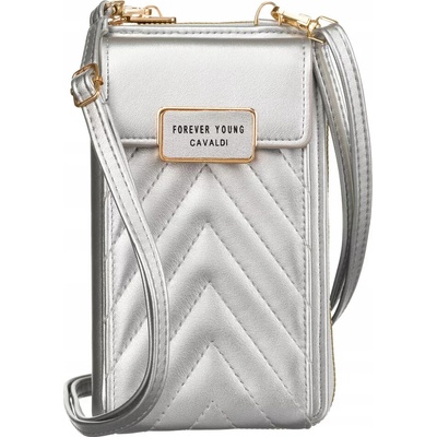 Cavaldi crossbody koženková mini dámská peněženka/kabelka M-09-1170 STŘÍBRNÁ