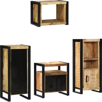 vidaXL Комплект мебели за баня с чекмедже 4 pcs Солидно мангово дърво (3305668)