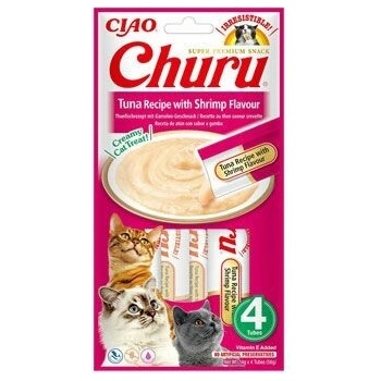 Churu cat mäsové pyré tuniak krevety 56 g