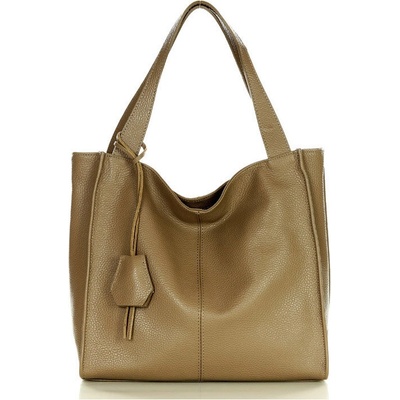 Mazzini GENUINE LEATHER Moderní kožená shopperka béžová