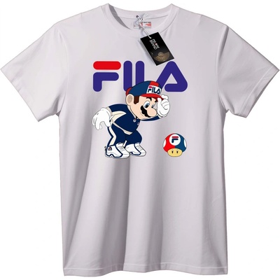 NOONEBRAND Карикатурна тениска Fila x Mario - 2XL, White