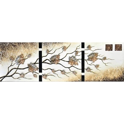 Maľovaný obraz 3-dielny Kvety 33x105 cm