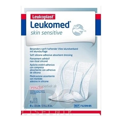 BSN Medical GmbH LEUKOPLAST LEUKOMED SKIN SENSITIVE textilné krytie s vankúšikom, náplasť sterilná, 8x10 cm 5 ks
