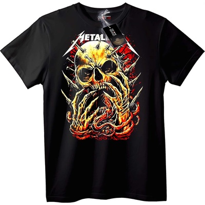 NOONEBRAND Тениска Метален череп в огън - 6XL, Black