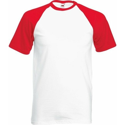 Fruit of the Loom tričko Baseball s krátkým rukávem červená F295 bílá
