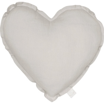 Cotton and Sweets Ľanový vankúš srdca svetlo šedá 44cm