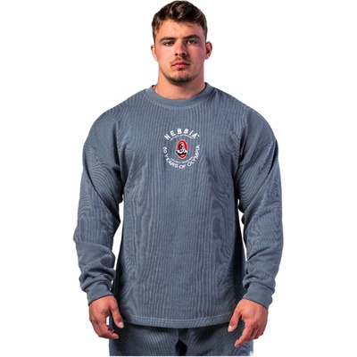 Nebbia Oversized mikina bez kapucne Signature 797 modrá