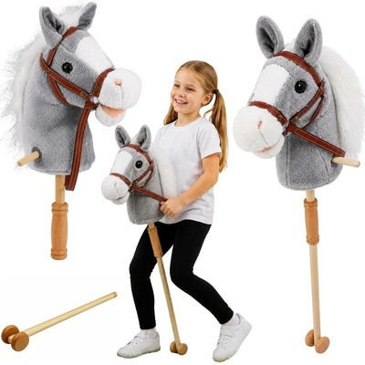 Kůň na tyči Hobby Horse se zvuky a kolečky Mamido 100 cm šedý