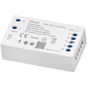 Ultralux Smart 2.4G RF WIFI димер за едноцветна LED лента 4x4A, 192W (12V), 12-24V DC (SSWFSC) - ledportal