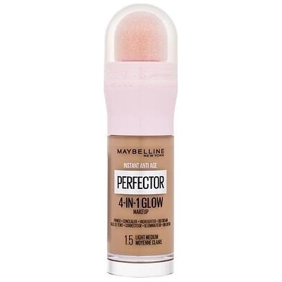 Maybelline Instant Anti-Age Perfector 4-In-1 Glow rozjasňující tekutý make-up s houbičkou 20 ml 1.5 light medium