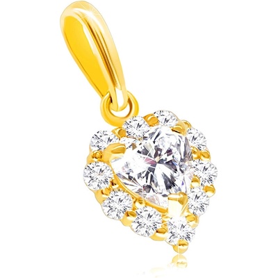 Šperky Eshop Zlatý přívěsek souměrné srdíčko ozdobené čirými zirkony S2GG226.07