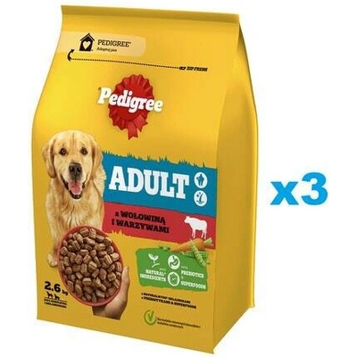 Pedigree Adult Medium and Large hovězí a zelenina 3 x 2,6 kg