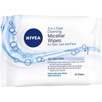 Nivea 3v1 micelární čisticí pleťové ubrousky pro všechny typy pleti 25 ks