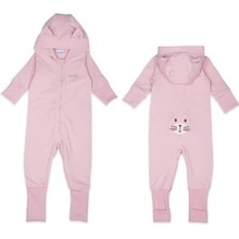 Moniel Dětský rostoucí teplákový overal Kočka Basic Powder Pink