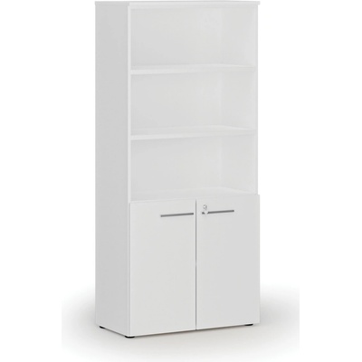 Primo Kombinovaná kancelárska skriňa WHITE, dvere na 2 poschodia, 1781 x 800 x 420 mm, biela