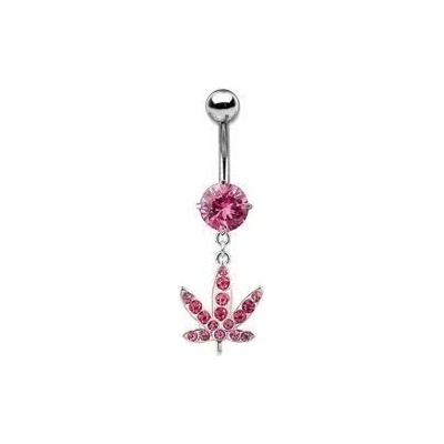 S4U Piercing do pupíku list marihuany (růžová) WP01130-P