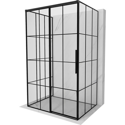 Mexen Rox-3S 3-стенна плъзгаща се лява душ кабина 115 x 95 см, черна решетка, (8C2-115-095-70-77-3S-L)