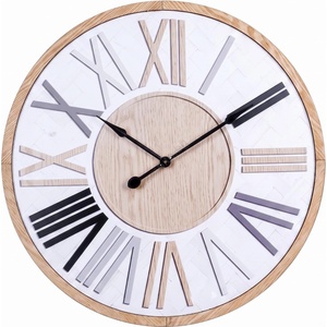 EUROLAMP Стенен часовник 1xAA, Ø 50 см, бял/бежов (EU0766)
