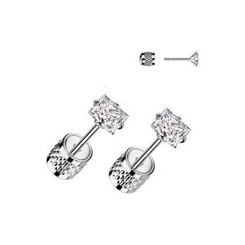 Šperky4U Ocelové náušnice čiré zirkony OPN2012-04