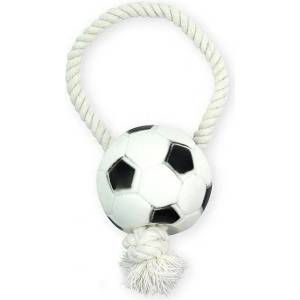 PET NOVA Винилова играчка за куче - футболна топка на въже, 7 x 26 см