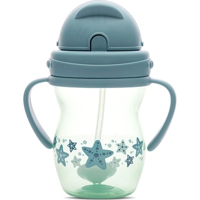 Lorelli Чаша с дръжки и сламка Lorelli - Baby Care, Blue & Green (10230600004)